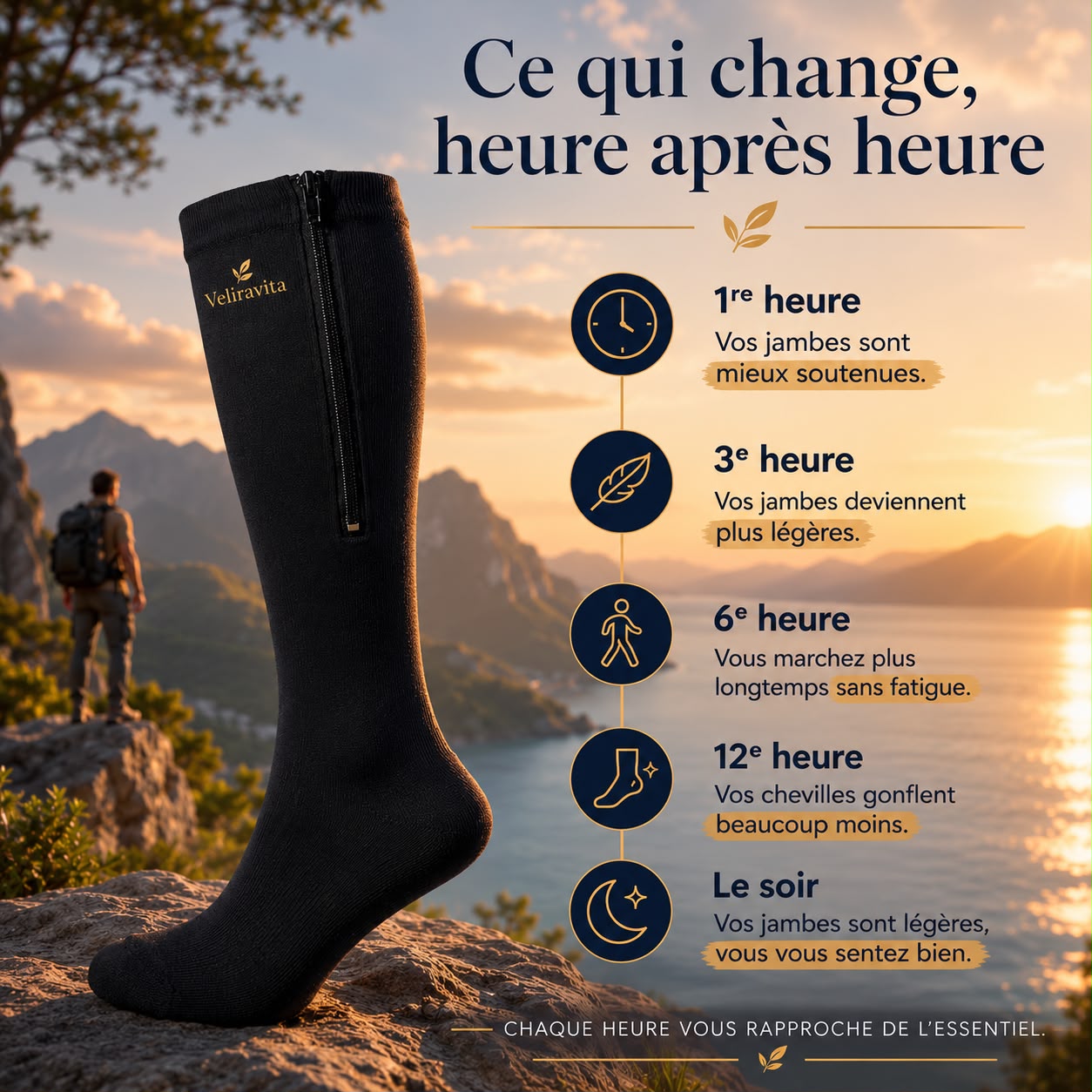 Chaussettes de contention à fermeture éclair