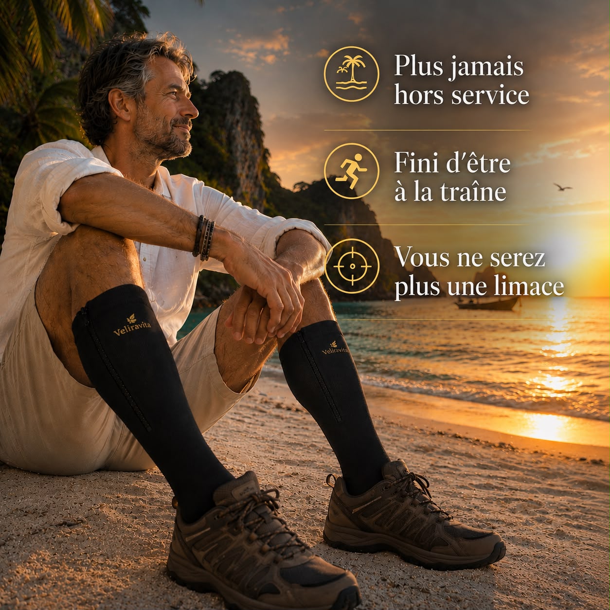 Chaussettes de contention à fermeture éclair